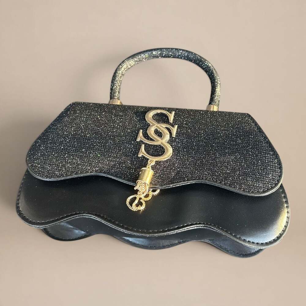 Black Glam Mini Handbag – Gold Detail & Sparkle Top ✨ - Picture 4 of 5